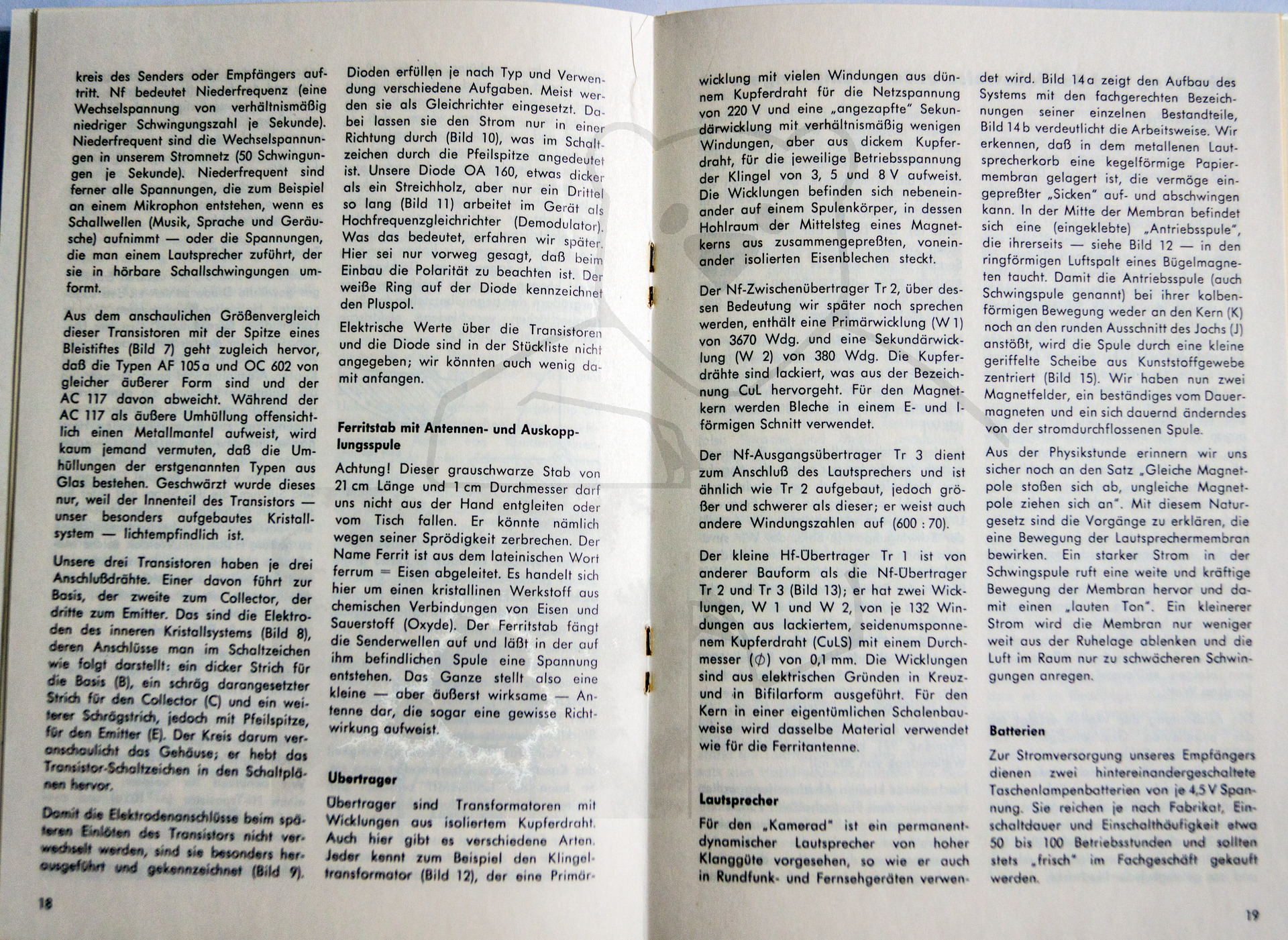 Kosmos Telefunken Kamerad - Handbuch, Beschreibung der einzelnen Komponenten